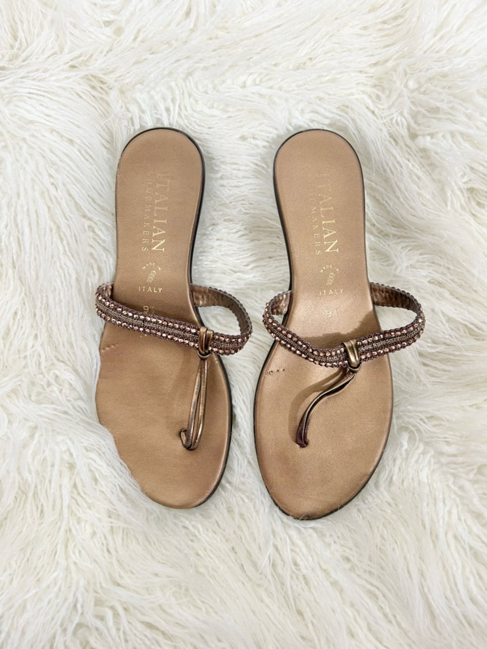 Italian Shoemakers Rhinestone Embellished Y2K-Style Sandals Size 9.5
